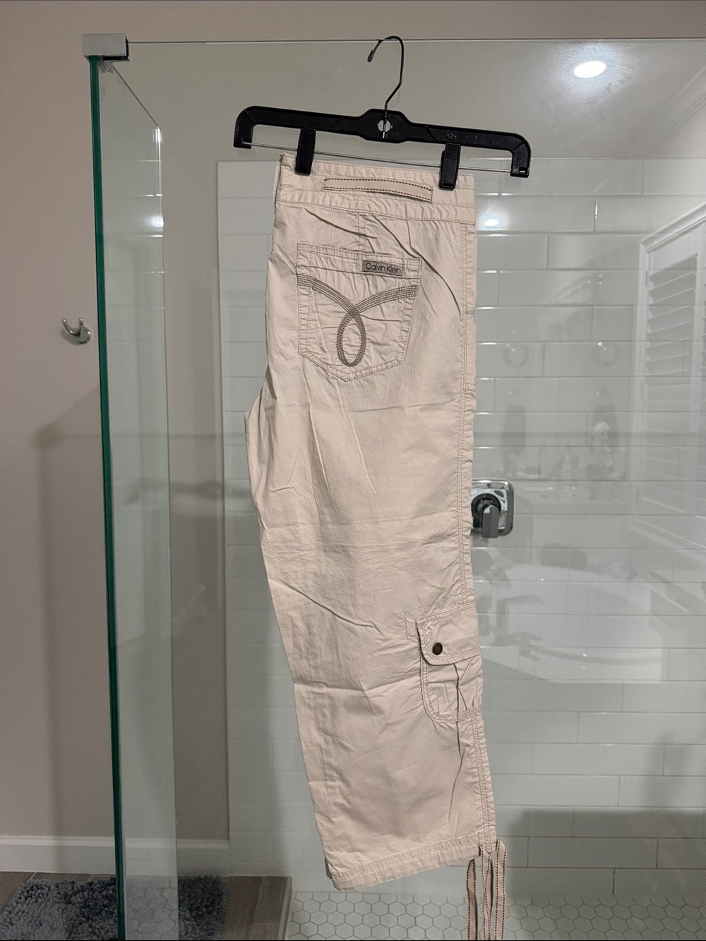 Calvin Klein Jeans Cream Cargo capris with Snap Details - size 12 NWOT